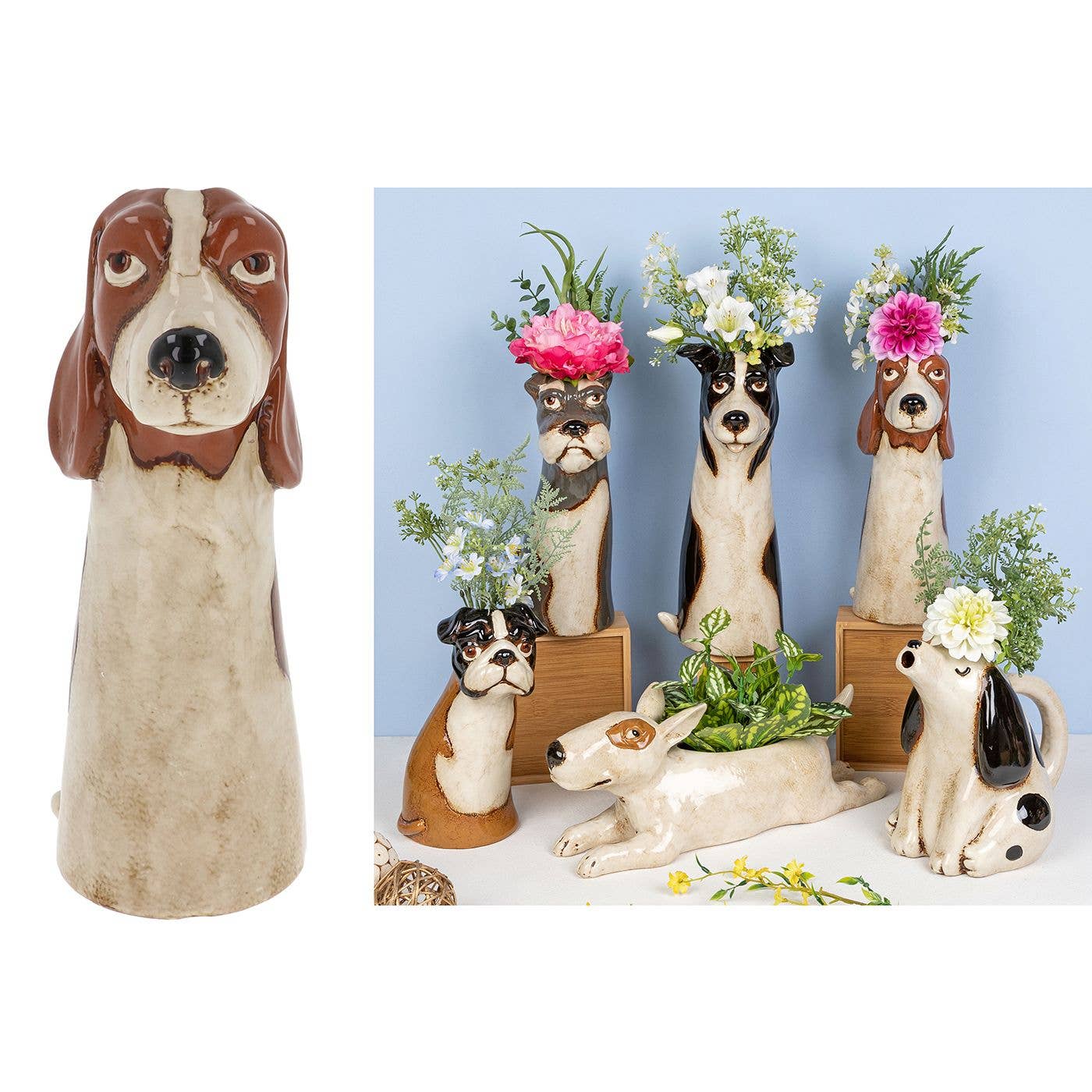 Basset Hound Ceramic Vase