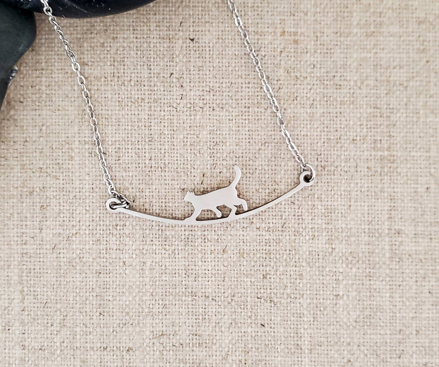 Walking Cat Pendant Necklace