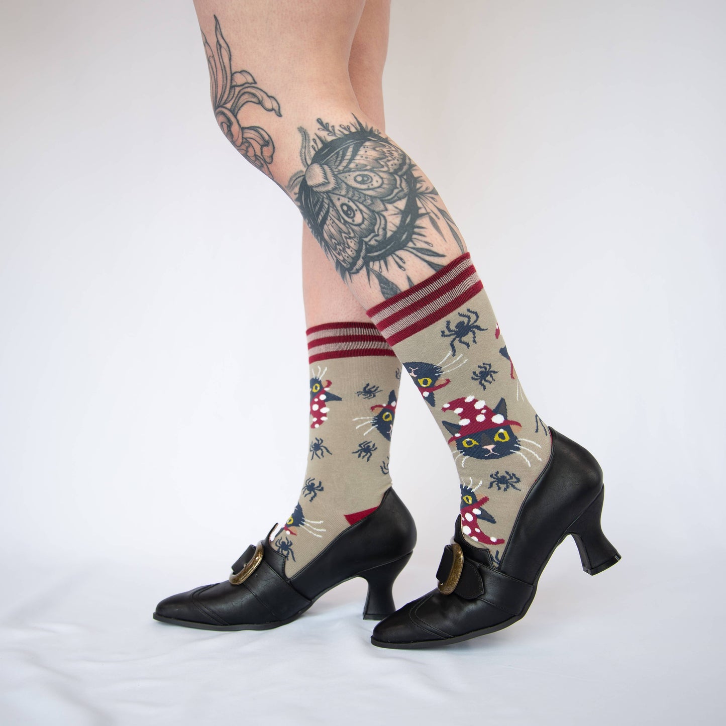Witchy Whiskers Cat Crew Socks