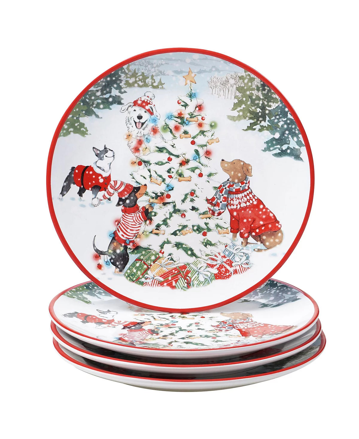 "Special Delivery" Dog Christmas Dinner Plates Set of 4