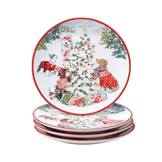 "Special Delivery" Dog Christmas Dinner Plates Set of 4