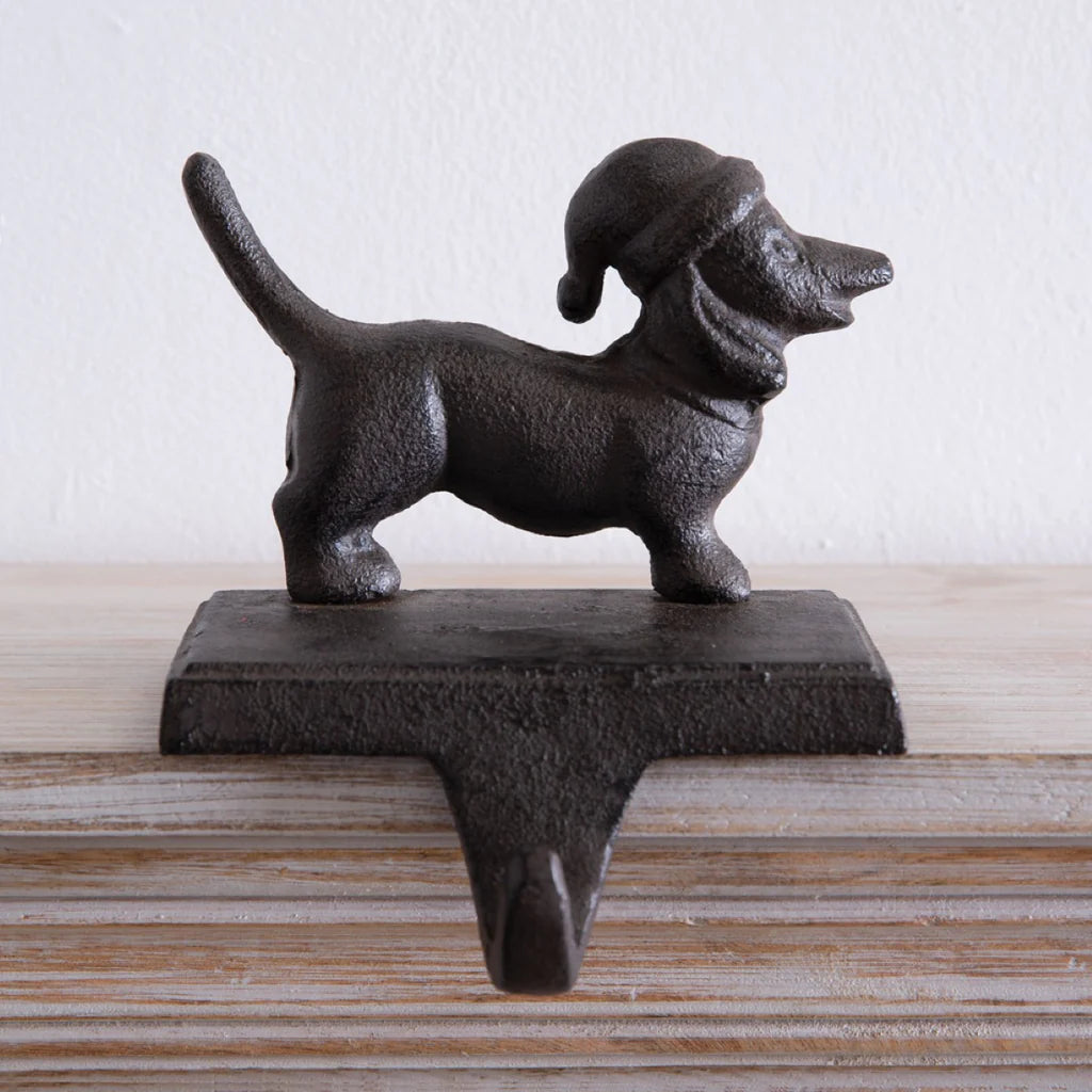 Dachshund Christmas Stocking Holder in Cast Iron