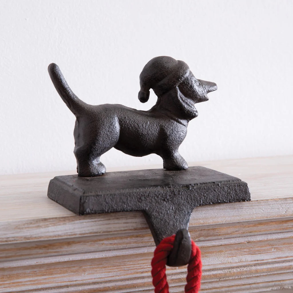 Dachshund Christmas Stocking Holder in Cast Iron