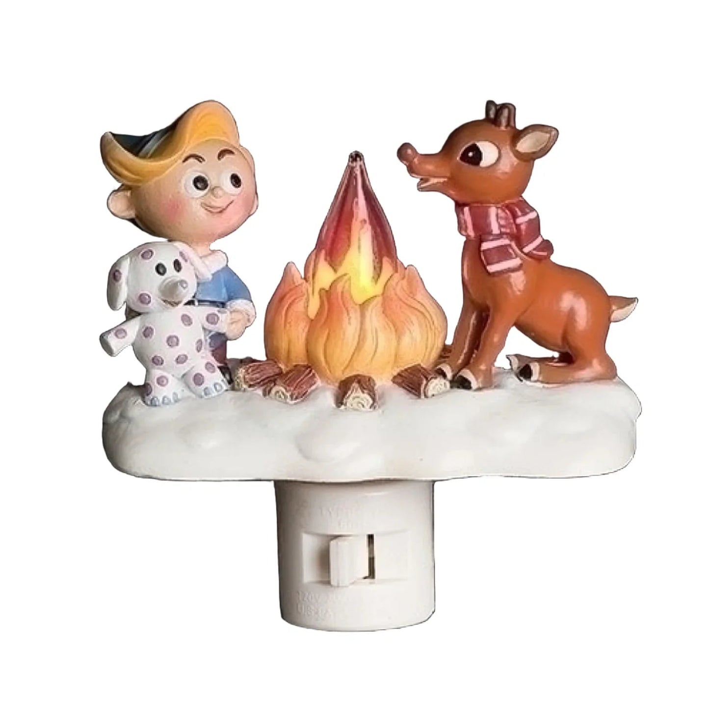 Rudolph and Hermey by a Flickering Campfire Night Light