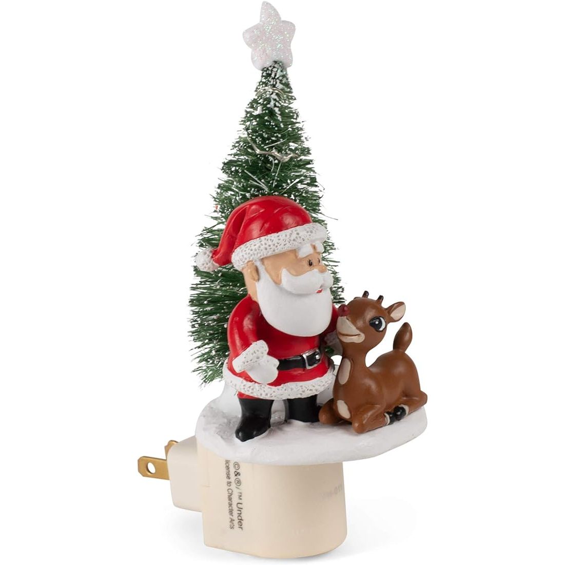 Rudolph With Santa and Christmas Tree Night Light
