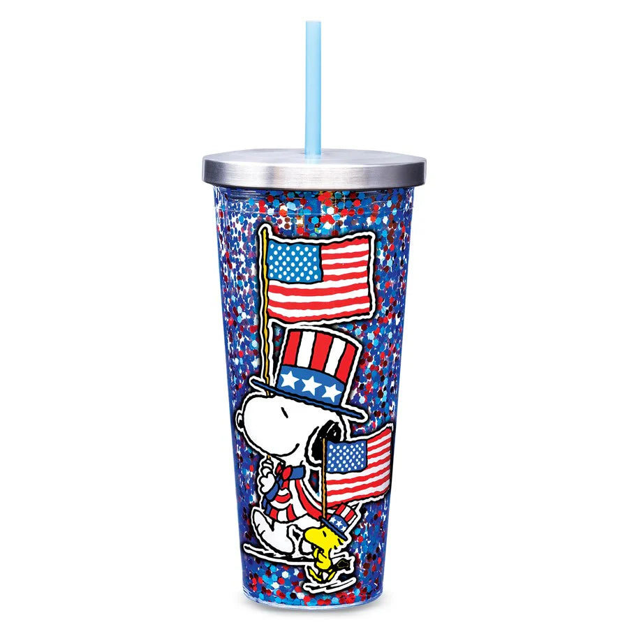 Snoopy Americana Glitter Cup