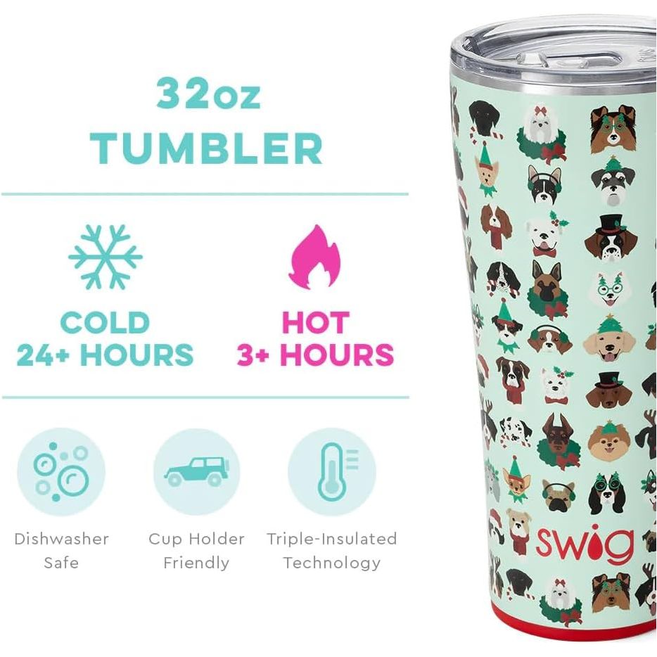 SWIG Happy Howlidays Dog Theme 32oz Tumbler