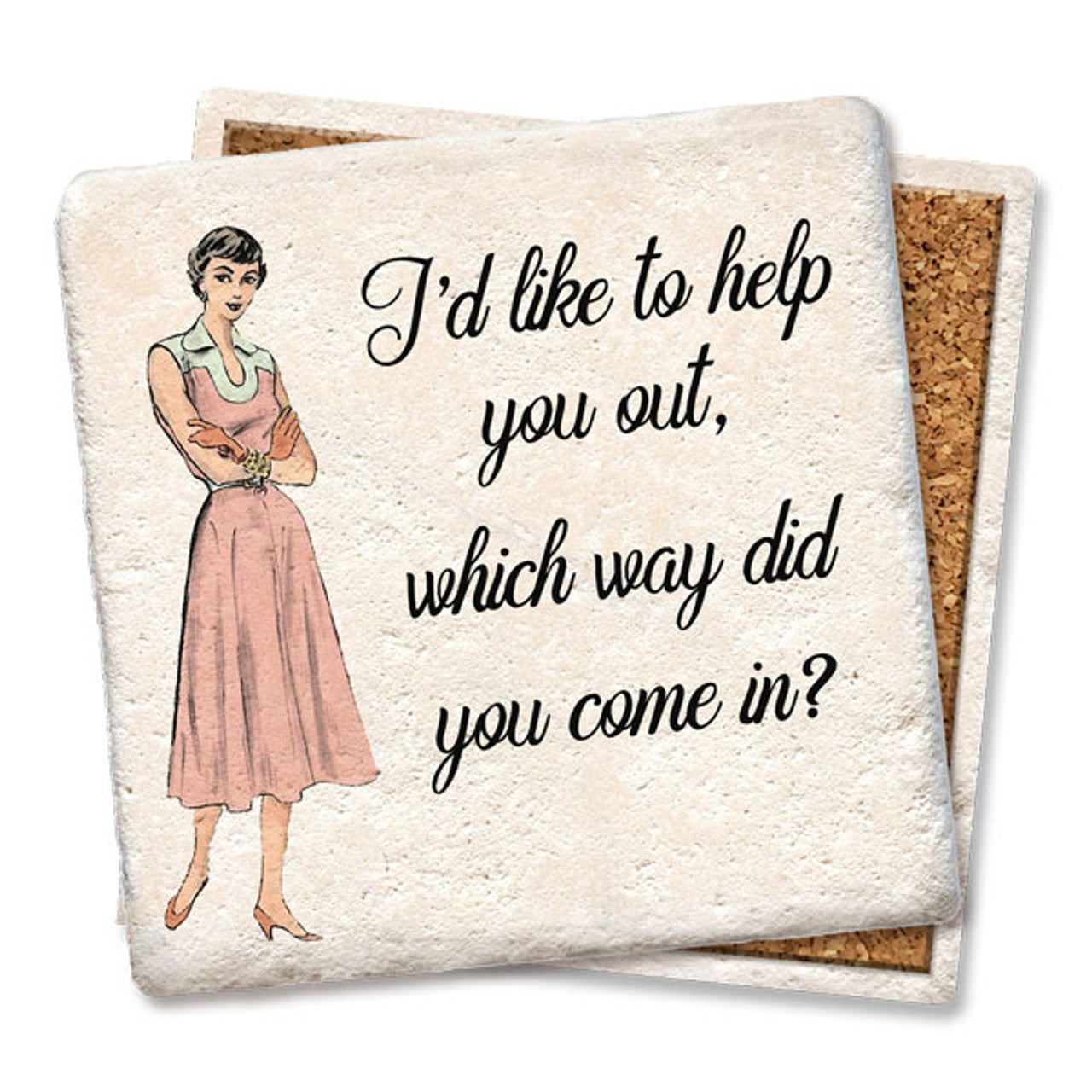 "Help You Out" Natural Stone Coaster