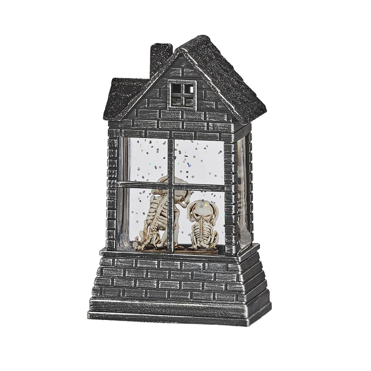 Lighted Skeleton Dogs in House - Shimmering Merry Lites