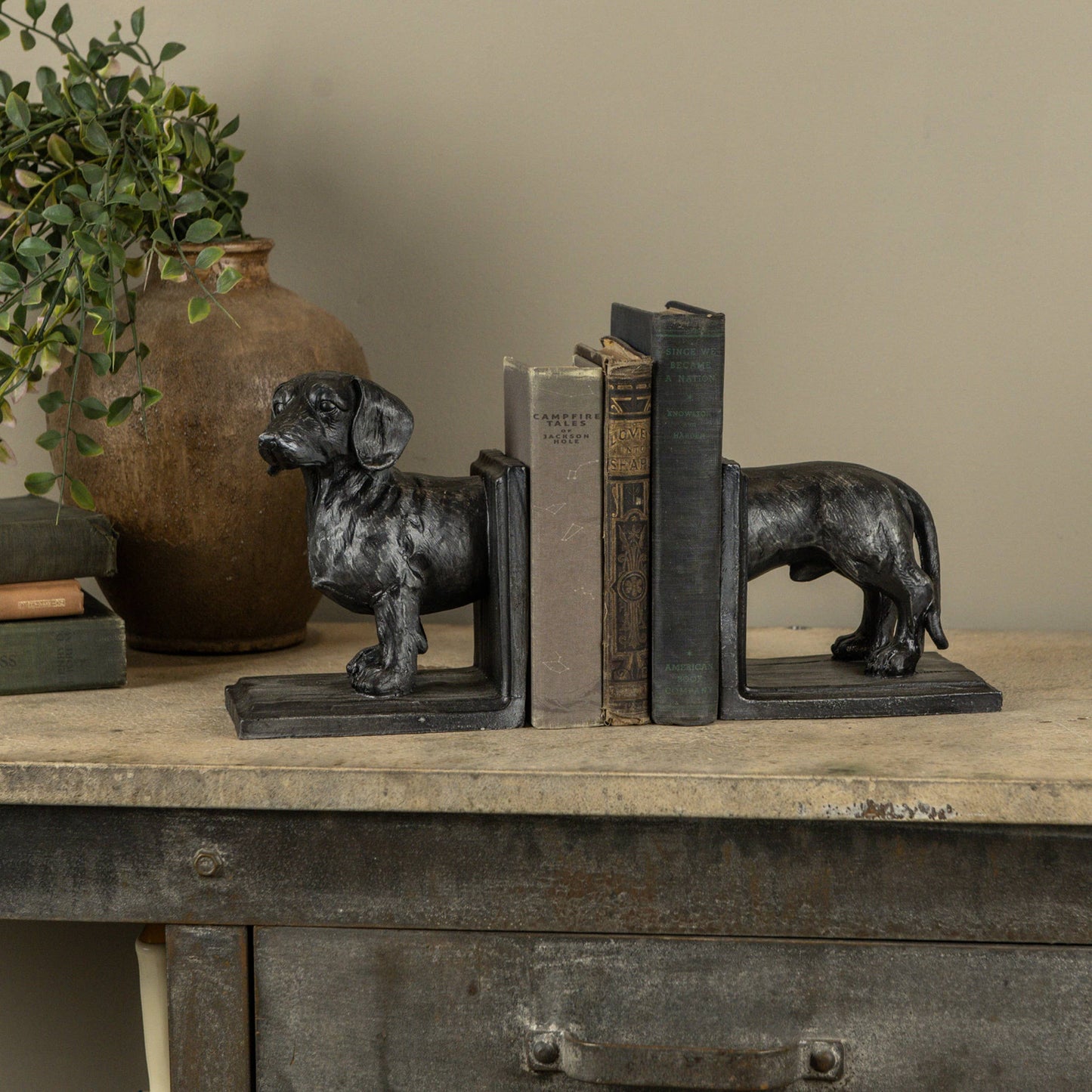 Metal Dachshund Bookends