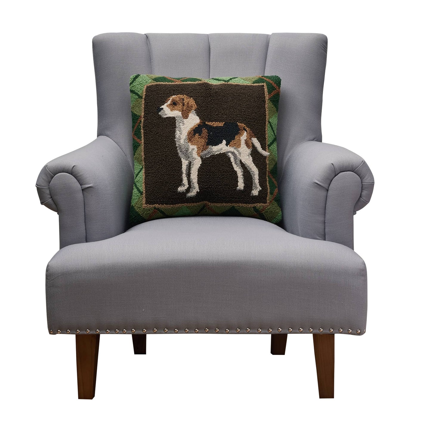 Foxhound Wool Hooked Accent Pillow