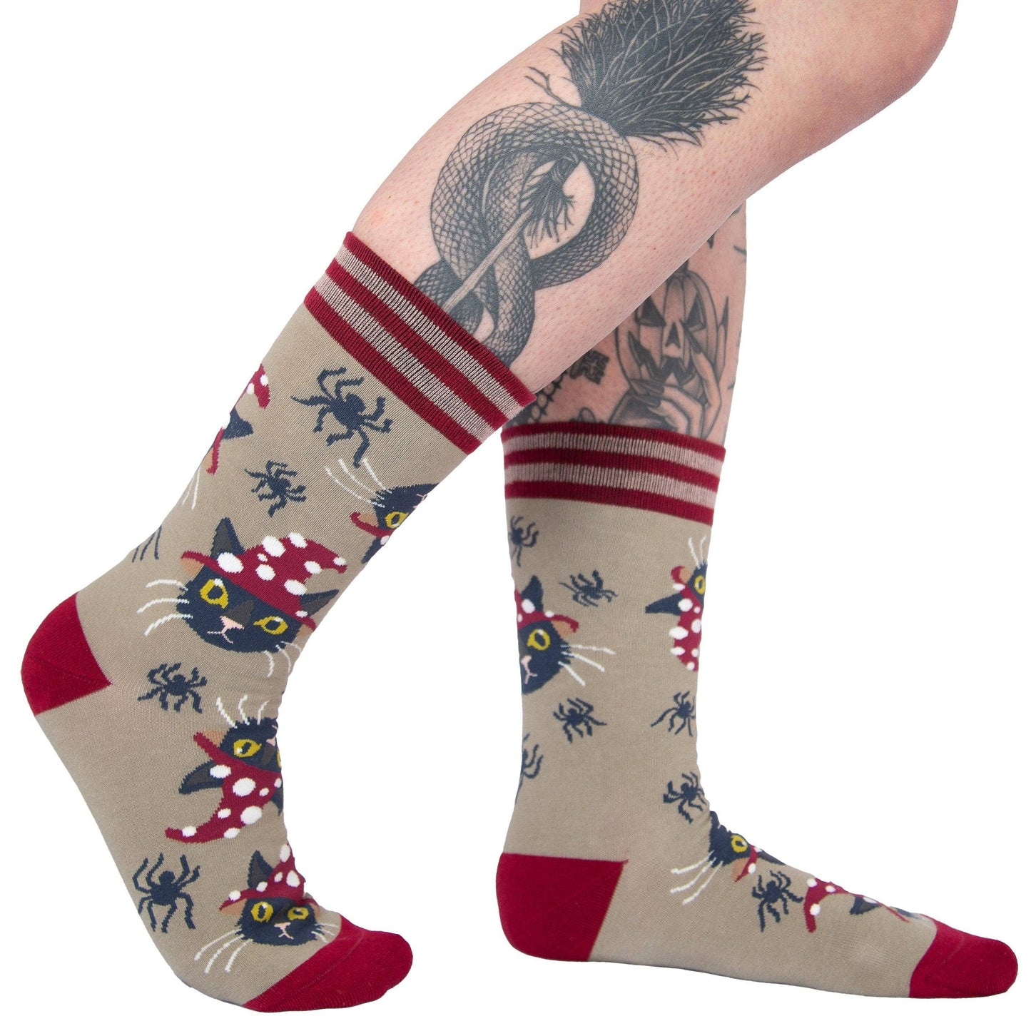 Witchy Whiskers Cat Crew Socks