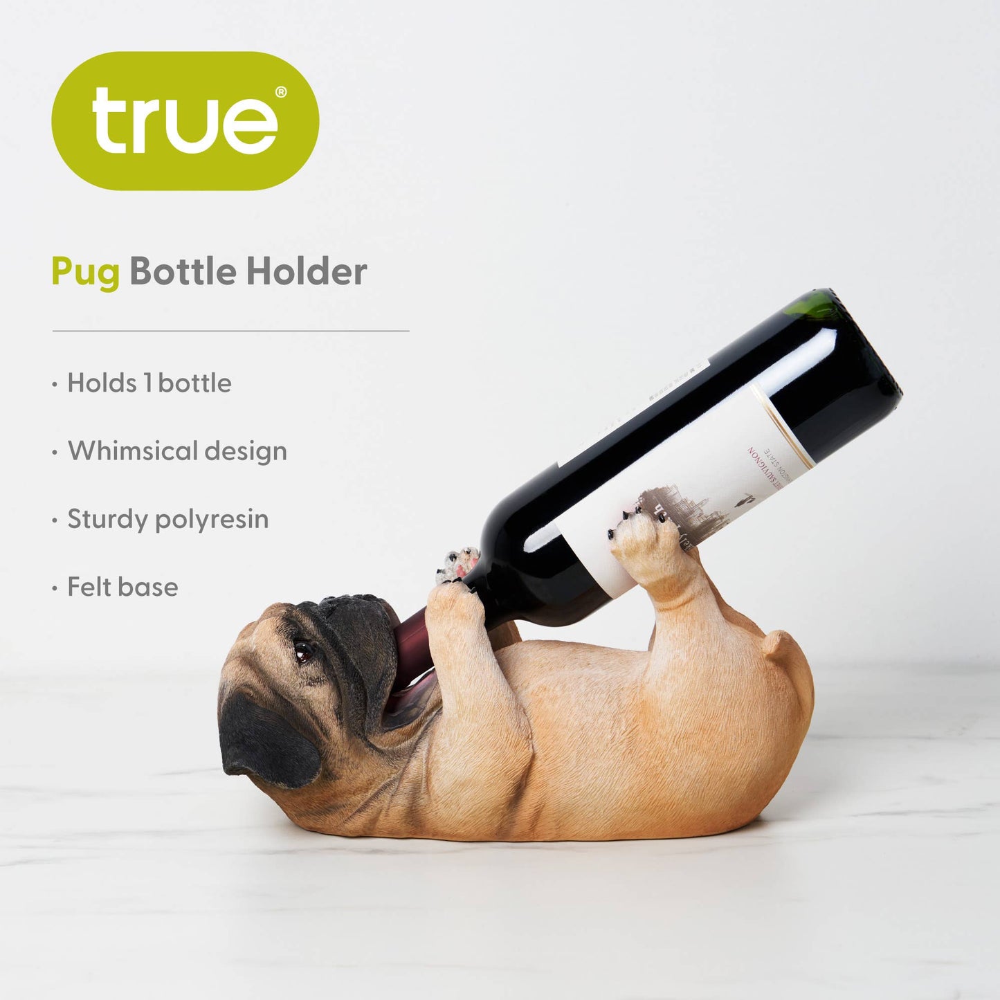 Decorative Dog Wine Bottle Holder - Pug
