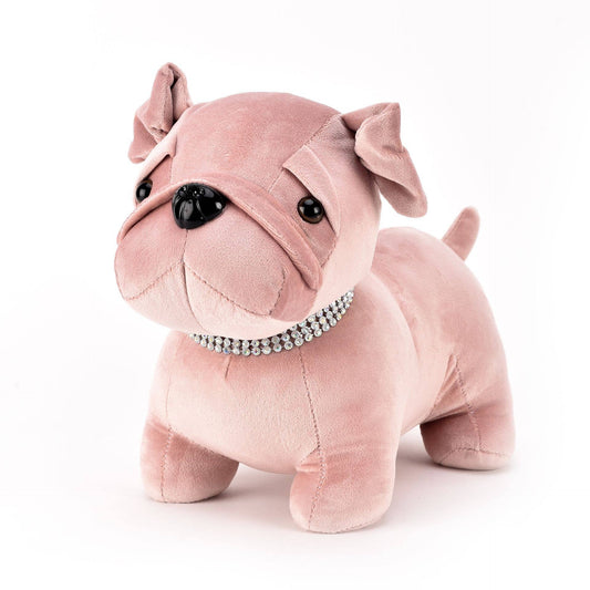 Blush Pug Dog with Rhinestone Collar Door Stop