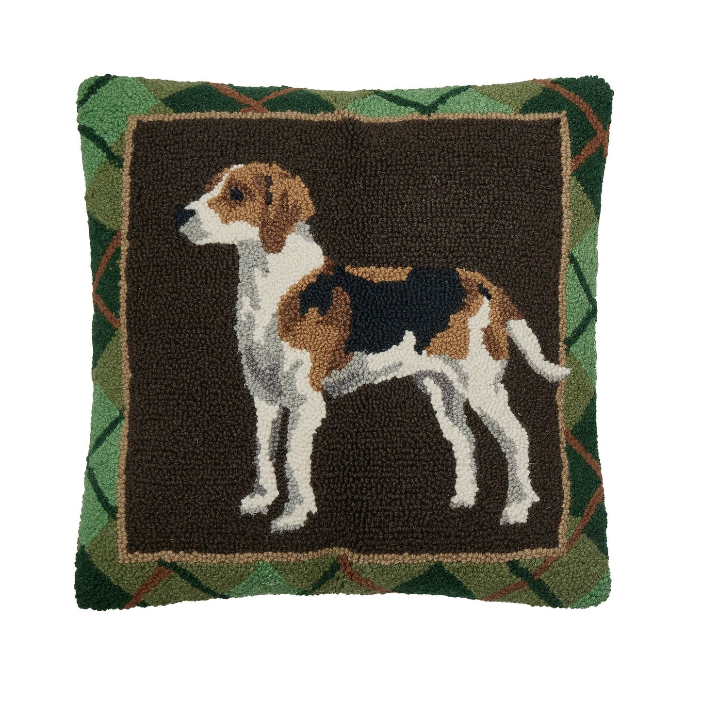 Foxhound Wool Hooked Accent Pillow