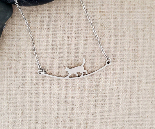 Walking Cat Pendant Necklace
