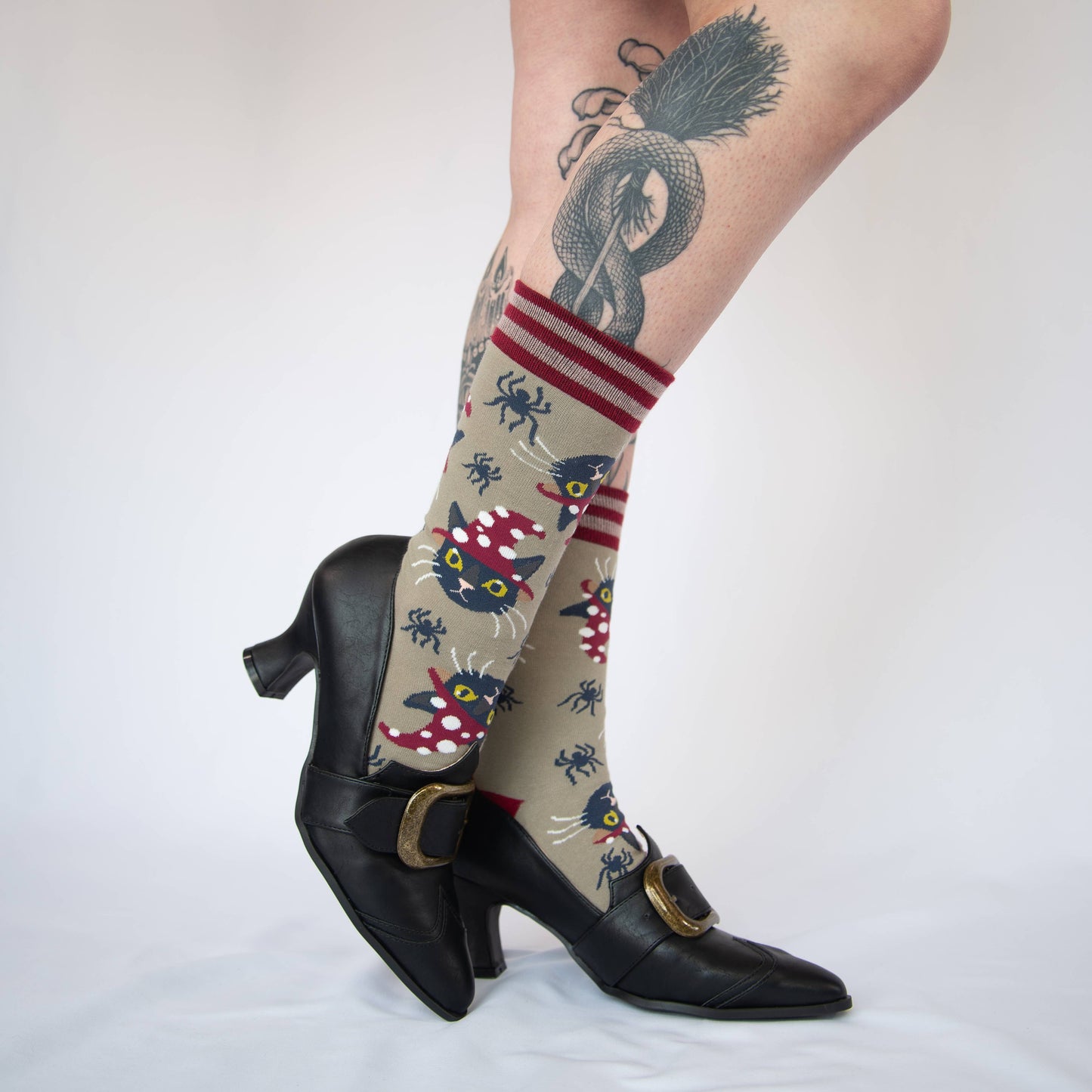 Witchy Whiskers Cat Crew Socks