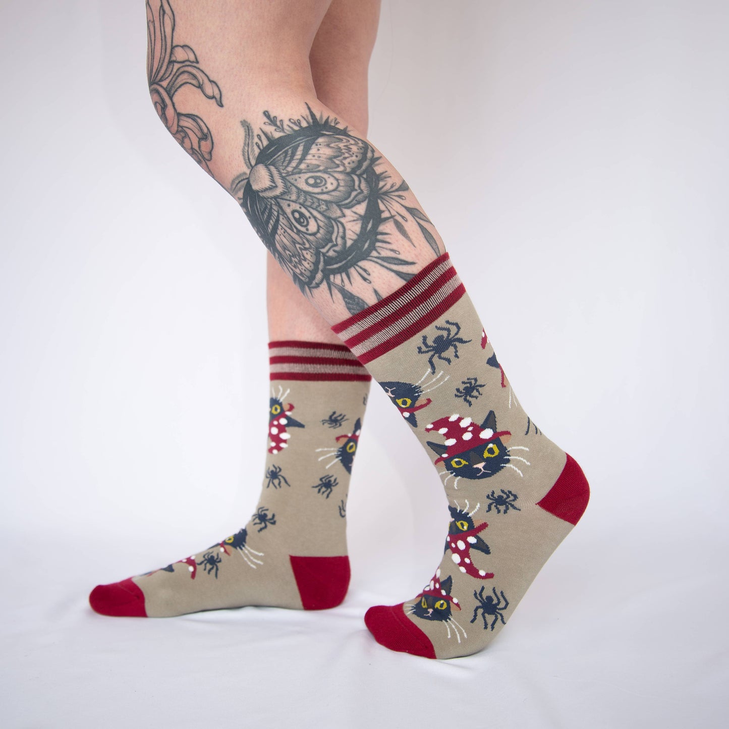 Witchy Whiskers Cat Crew Socks