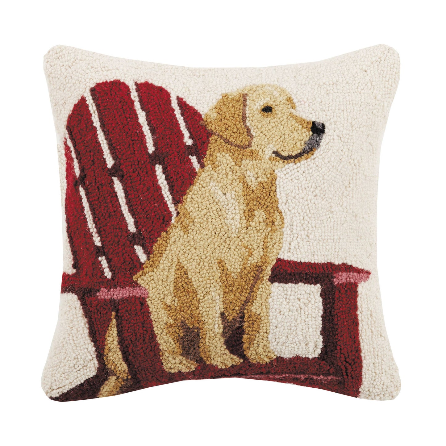 Yellow Lab Dog With Adirondack Pillow