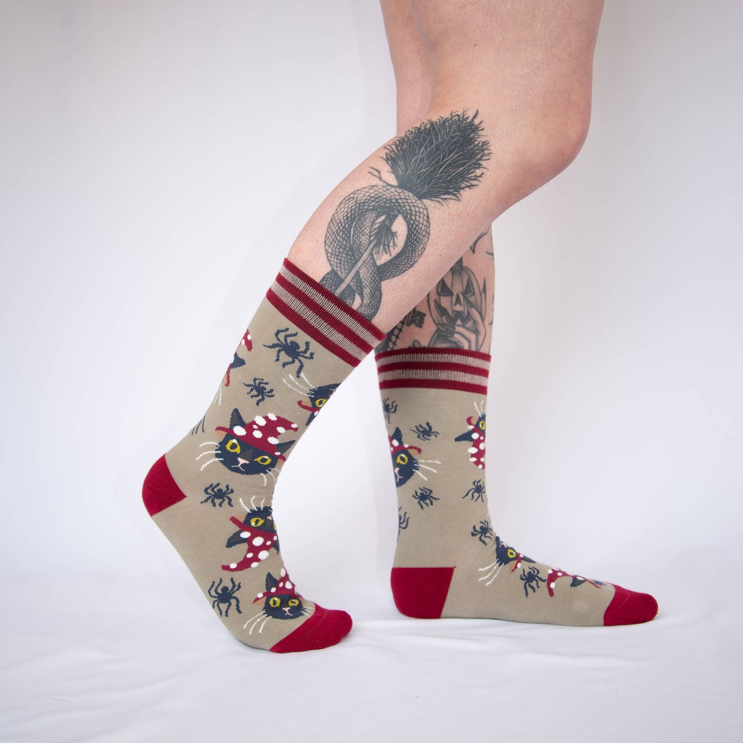 Witchy Whiskers Cat Crew Socks