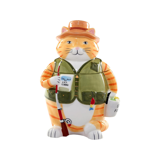 Gone Fishing Cat Cookie/Treat Jar