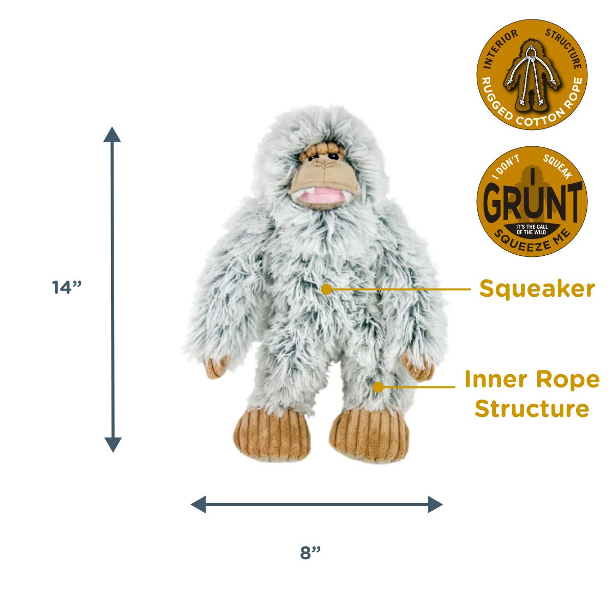 14" Yeti With Squeaker Dog Toy