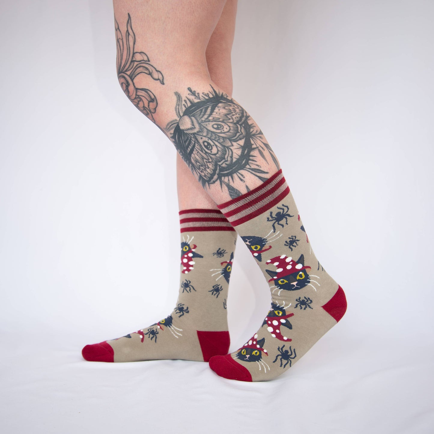 Witchy Whiskers Cat Crew Socks