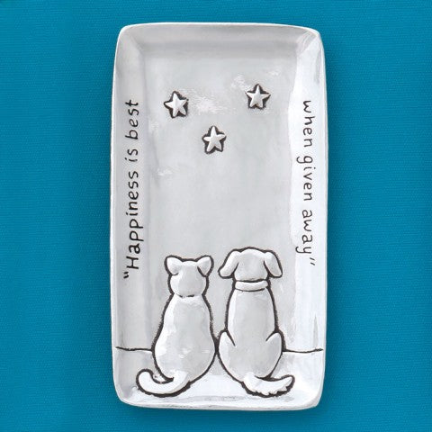 Cat & Dog Small Pewter Trinket Tray from Basic Spirit