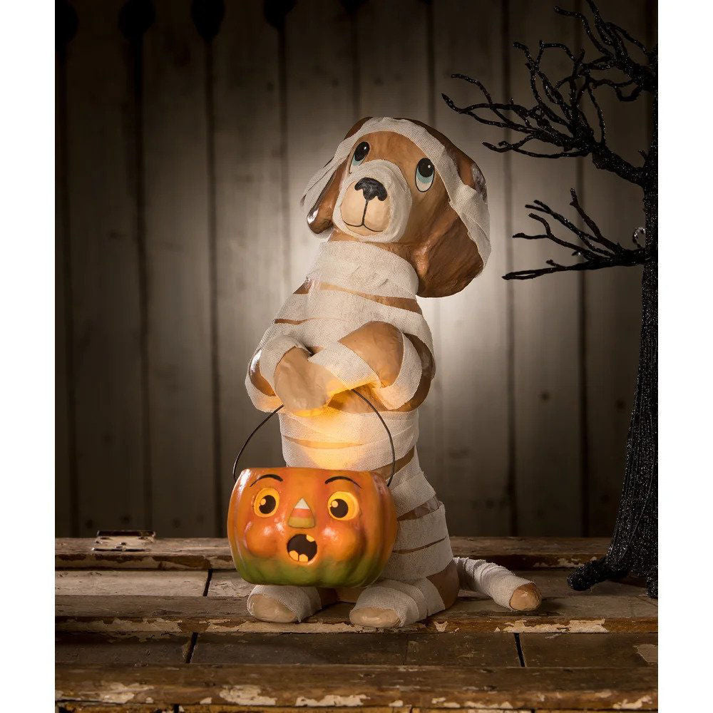 Mummy Puppy Paper Mache Figure from Bethany Lowe