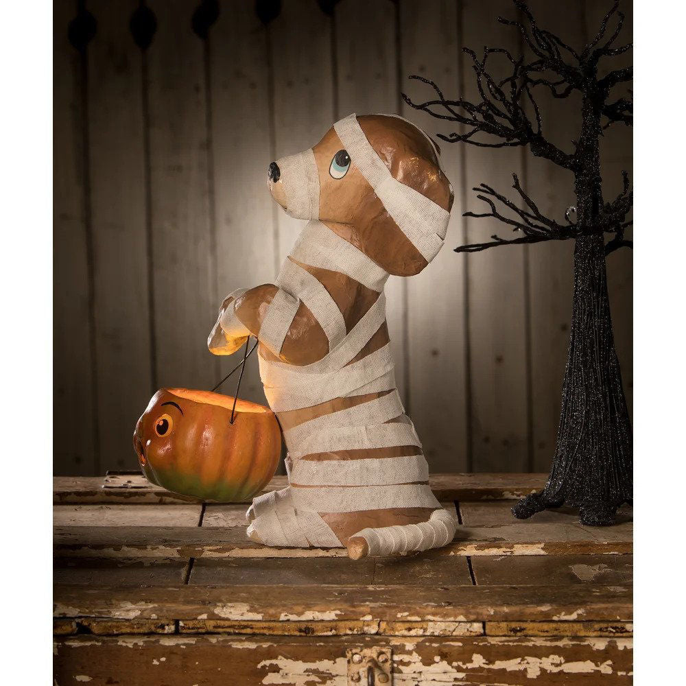 Mummy Puppy Paper Mache Figure from Bethany Lowe