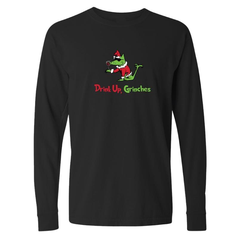 Teddy the Dog "Drink Up, Grinches" - Classic Long-Sleeve T-Shirt
