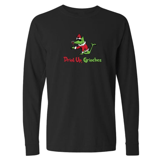 Teddy the Dog "Drink Up, Grinches" - Classic Long-Sleeve T-Shirt