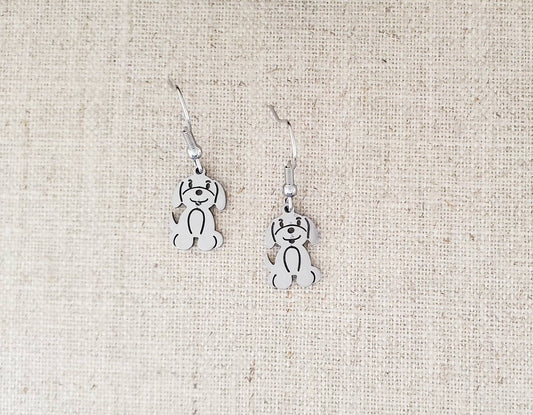 Puppy Dog Shaped Metal Earrings