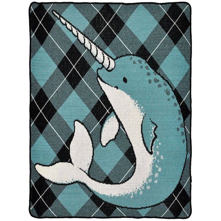 Recycled Cotton Junior Throw Blanket - Narwhal