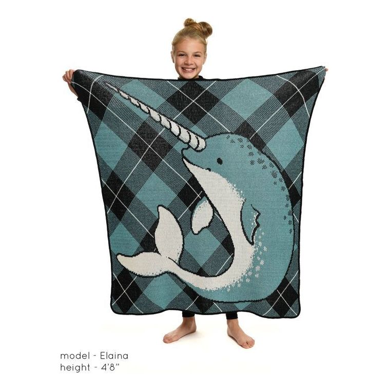 Recycled Cotton Junior Throw Blanket - Narwhal