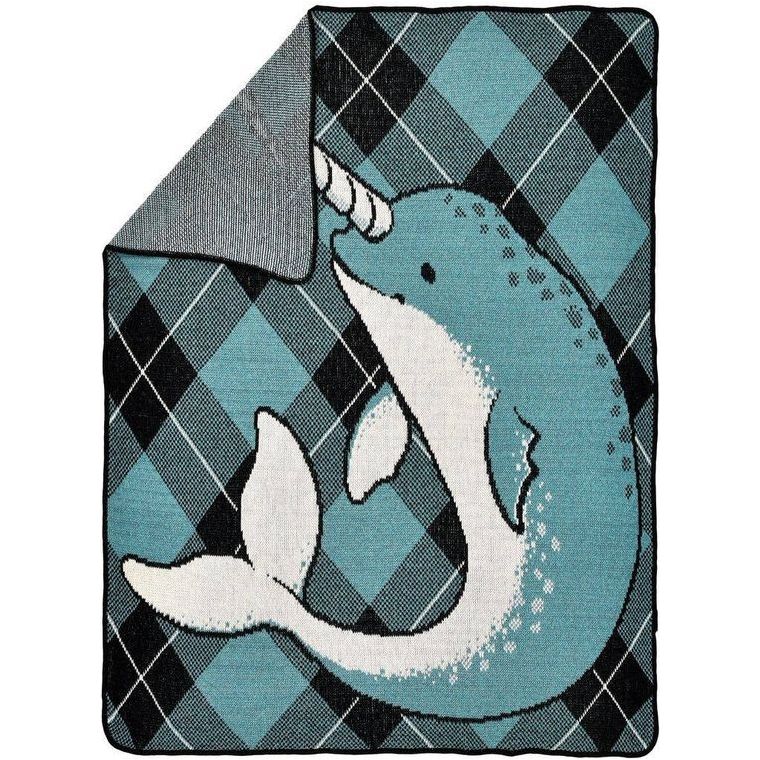 Recycled Cotton Junior Throw Blanket - Narwhal