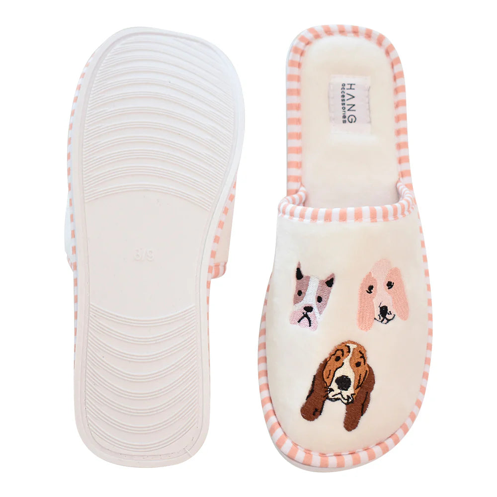 Foldable Travel Slippers with Drawstring Bag - Dog Print