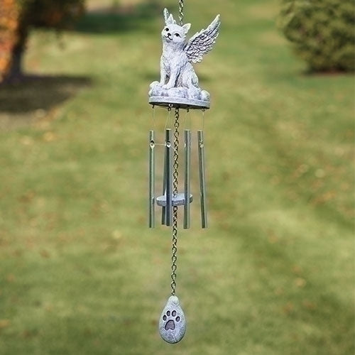Cat Memorial Wind Chime With Angel Wings