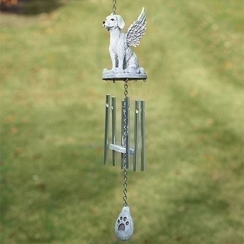 Dog Memorial Wind Chime With Angel Wings