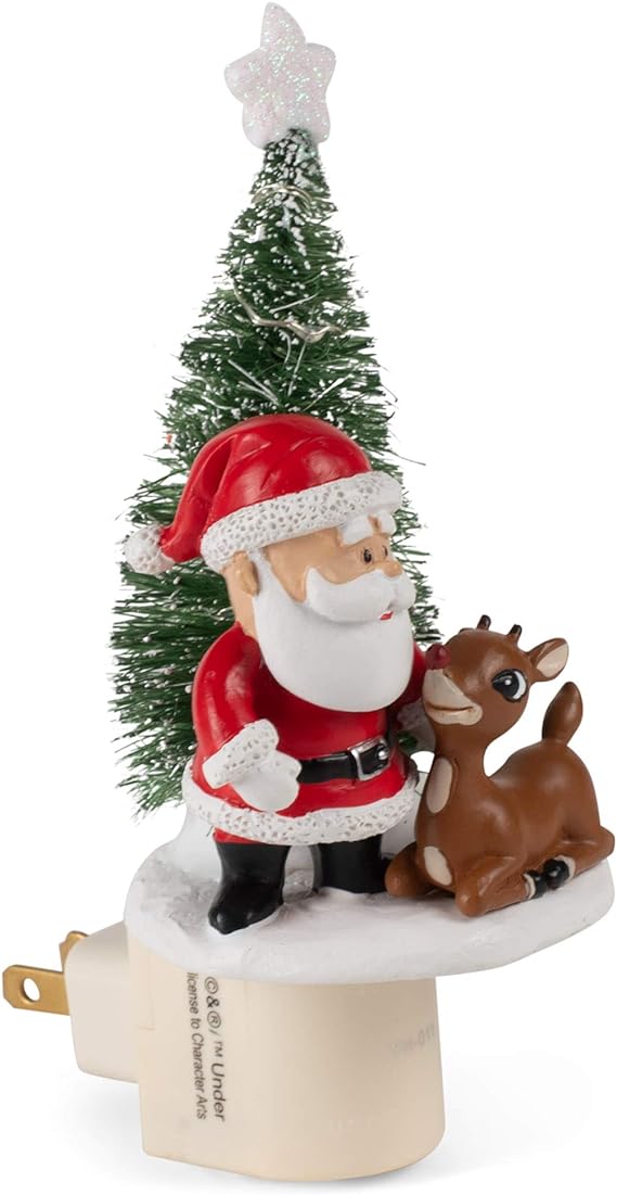 Rudolph With Santa and Christmas Tree Night Light