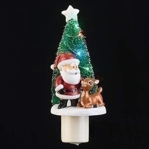 Rudolph With Santa and Christmas Tree Night Light